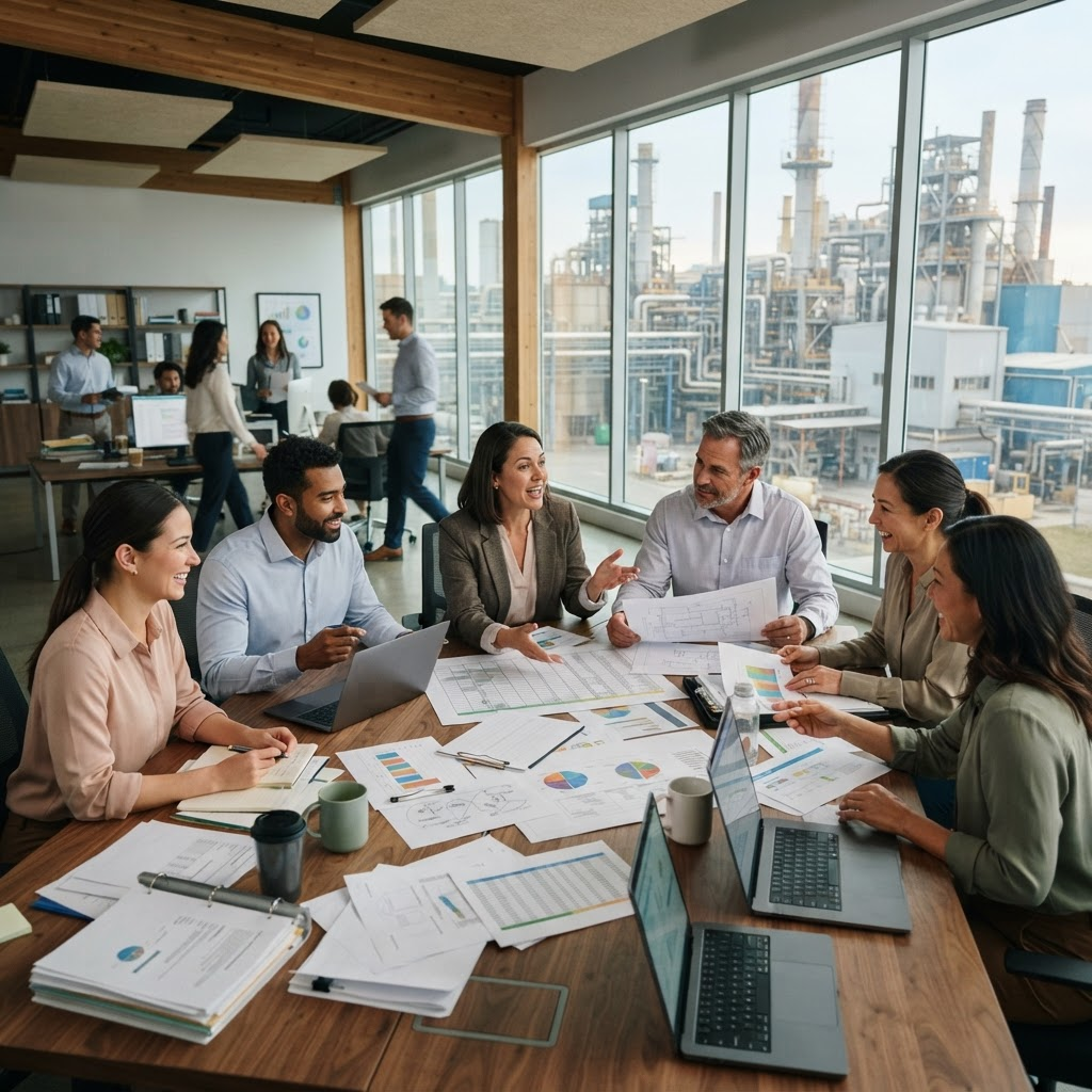Cross-functional programme team coordinating a corporate transition