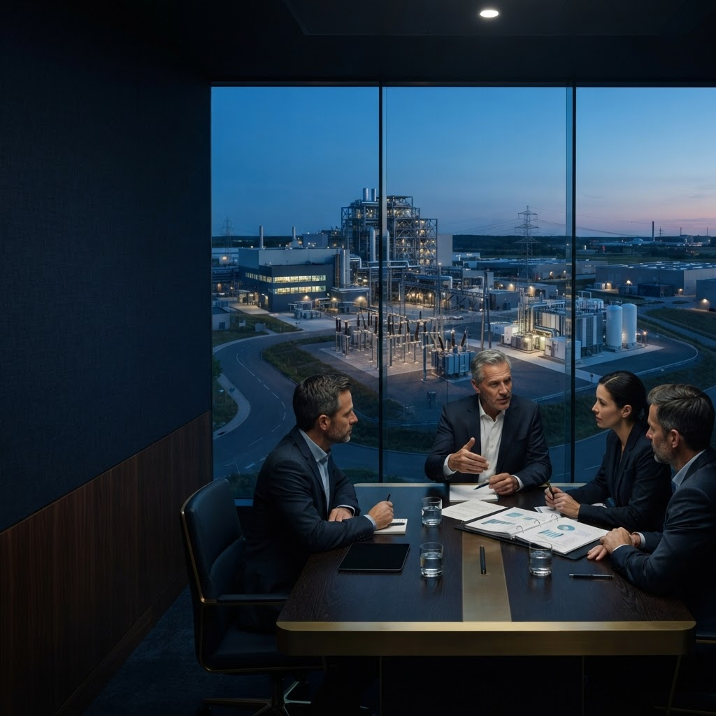 Executive decision-making connected to industrial energy-transition infrastructure